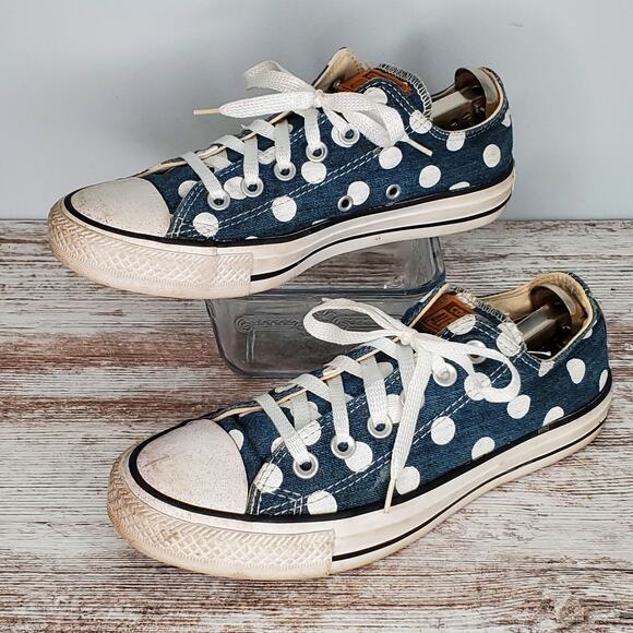 Converse All Star 150509F Polka Dot Low Top Denim Sneaker 7 - Picture 1 of 6